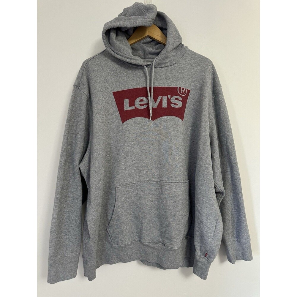 Levi's Hooded Sweatshirt adult size 3XL gray spellout hoodie kangaroo pocket